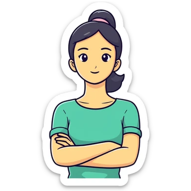 Girl angry with arms crossed around neck sticker