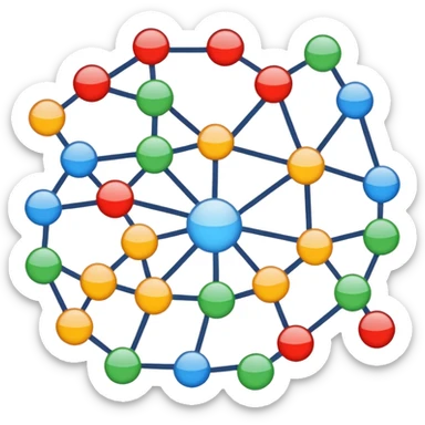 complex scheme of tasks with interconnected nodes and arrows sticker