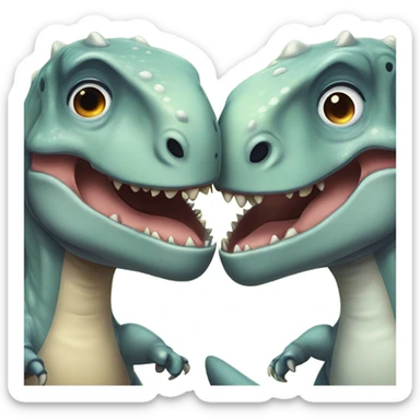 Dinosaurs kissing sticker
