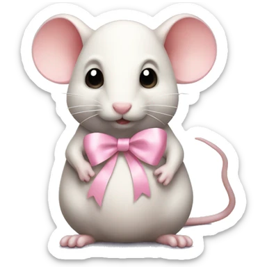 full body fat rat with light pink ribbon bow sticker
