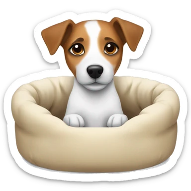 Jackrussell comfy in dog bed sticker