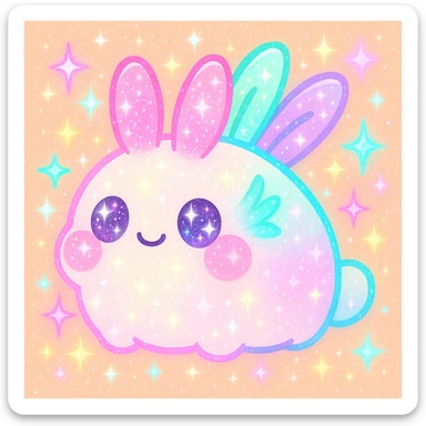 Add extra glitter and sparkles, keep kawaii neon style, make the sea bunny look dazzling. sticker