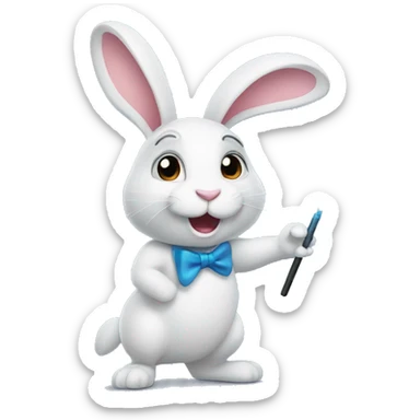a rabbit with a magic wand sticker