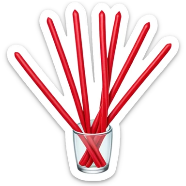 Beijing Sweetened Hawthorn Strips sugar glazed red sticks, simplified emoji style with bold outlines and bright colors, cartoon style traditional Bing Tang Hu Lu Si sticker