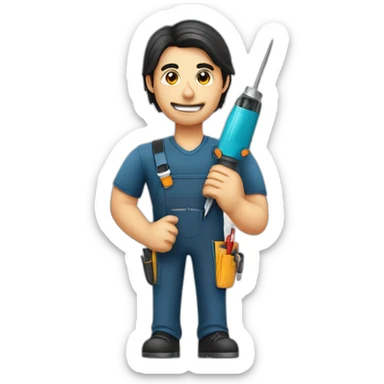 dark hair cell phone repairman holding a screwdriver sticker