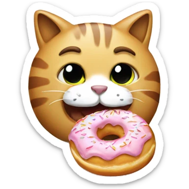 Cat eating donuts sticker