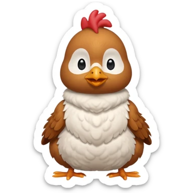cute seated chicken with a white pile vest sticker