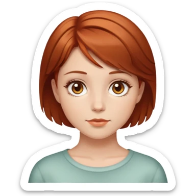 A girl with reddish brown short hair and Hazel eyes sticker