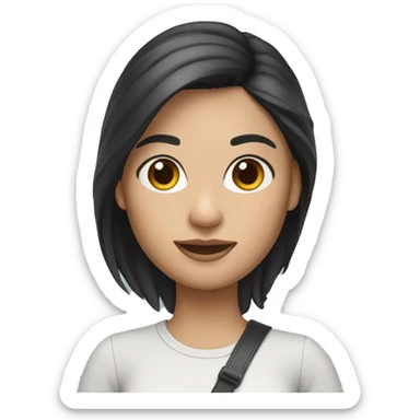 memoji female dark hair with silver laptop sticker