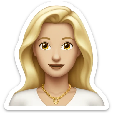 white woman with hazel eyes and straight blonde hair wearing gold necklace   sticker