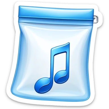 ziplock bag with a blue musical note inside sticker