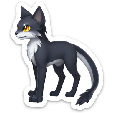 Cute cool shiny fantasy dark-shadow-themed animal hybrid Fakemon full body sticker