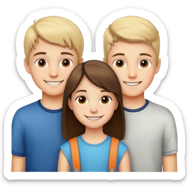 two teenage boys standing next to a 10-year-old girl, siblings sticker