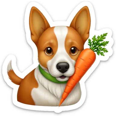Dog sniffing carrot sticker