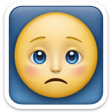 classic round yellow emoji face, iOS/Apple-style, emotional despair, upper half shaded with dark blue gradient, large round eyes, straight mouth, cute and emoji-like sticker
