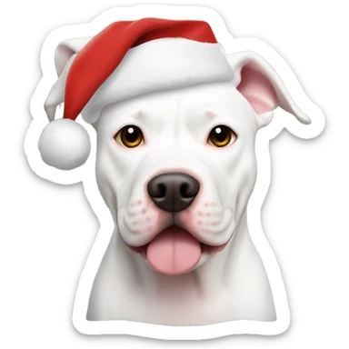 white pitbull natural ears santa hat sticker