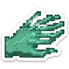 pixel art of hands showing the pasha technique, minimal and recognizable sticker
