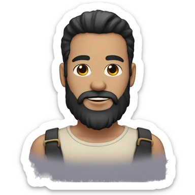 Fair skin tone with full black beard and meduim black hair sticker