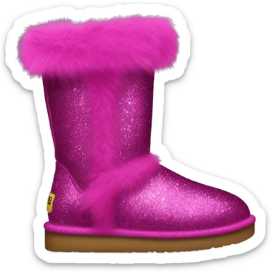 Realistic magenta glitter and fur Ugg boots. sticker