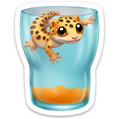 orange leopard gecko in a glass cup sticker