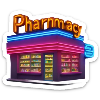 Neon pharmacy shop sign sticker