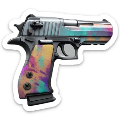 one detailed  desert eagle with exotic colors on it sticker
