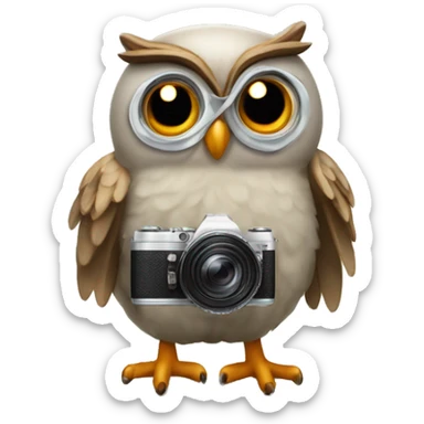Un hibou avec un appareil photo sticker