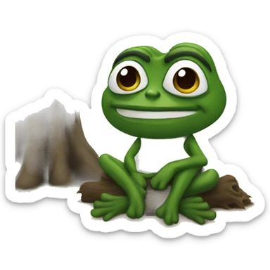 a Pepe sits under a tree  sticker