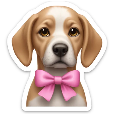 dog wearing pink bow  sticker