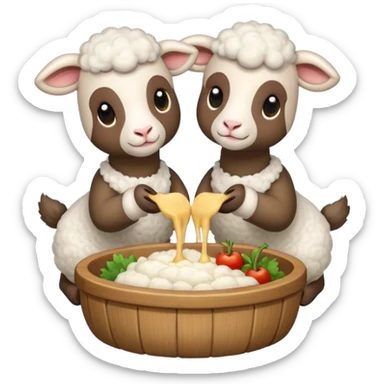 Lamb eating dinner with lamb  sticker