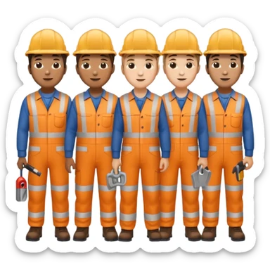 group of multiracial railway engineer standing full body sticker