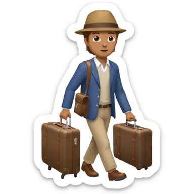 male strolling travel suitcase traveling sticker