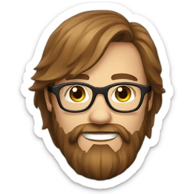 Scandinavian with long brown hair a beard and glasses sticker