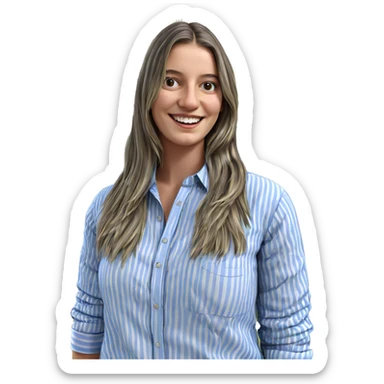 smiling girl in striped shirt sticker