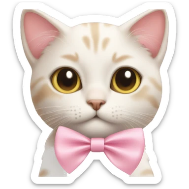 Cat with baby pink ribbon with cute eyes sticker