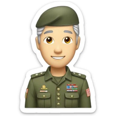 Taiwanese guy gray hair where soldier uniform thumb up sticker