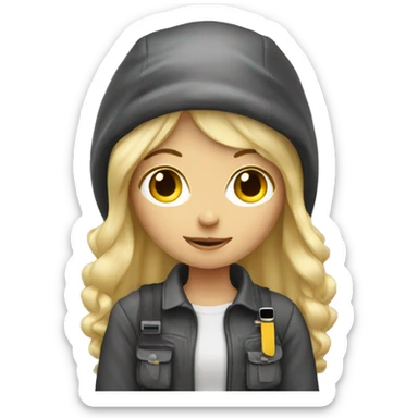 Blonde girl with camera sticker