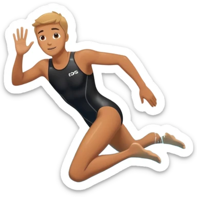 inexperienced but CONFIDENT person diving into a pool of divers, with a pool named confidence... glowing body  sticker