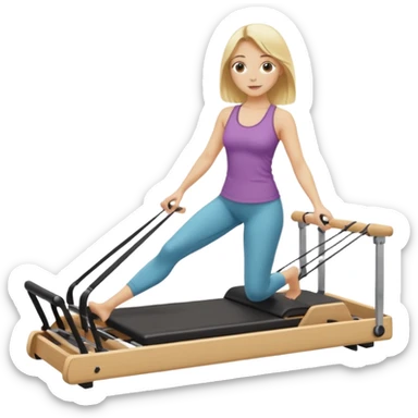 Blonde girl with shoulder length blonde hair in a pilates reformer  sticker