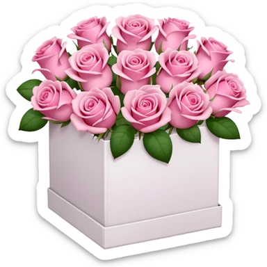 bouquet of pink 30 roses in a white box sticker