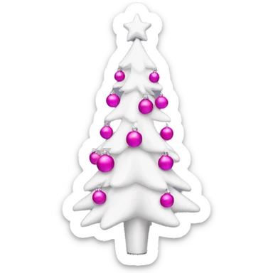 white Christmas tree with pink baubles sticker