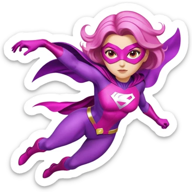 pink violet woman superhero flying sticker