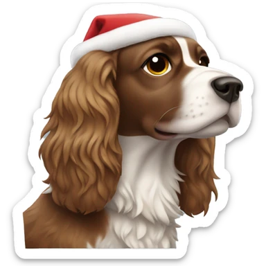 Spaniel with earmuffs and Santa coat sticker