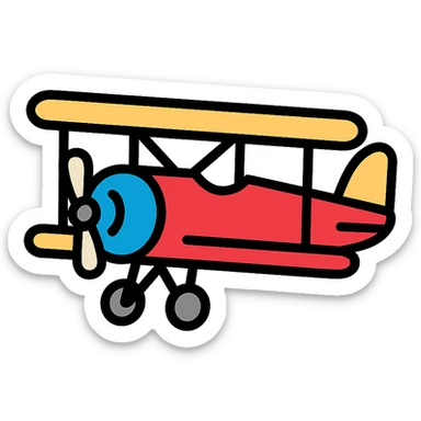 biplane icon with color outline sticker