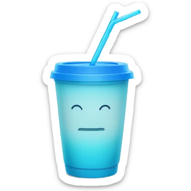 blue water cup with short blue straw and blue lid sticker