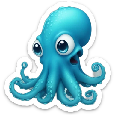 cute blue kraken with adorable face  loving sticker