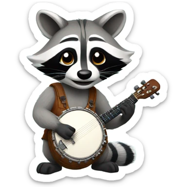 A raccoon playing the banjo sticker