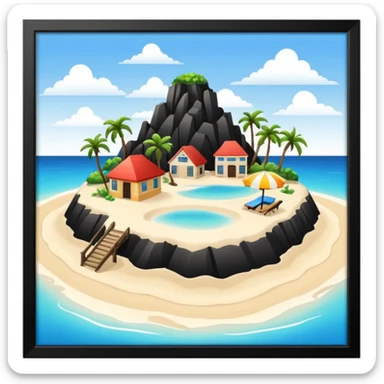 island  with a beach and infrastructure  sticker