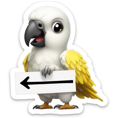 white and yellow parrot  holding a sign with the black inscription i love you sticker