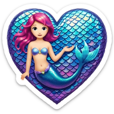 heart with a mermaid motif sticker